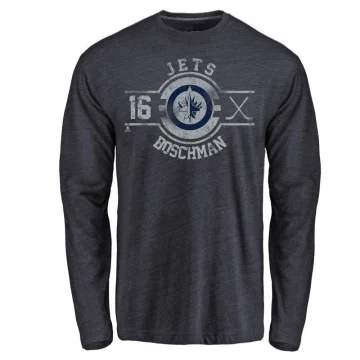 Laurie Boschman Men's Winnipeg Jets Insignia Long Sleeve T-Shirt - Navy